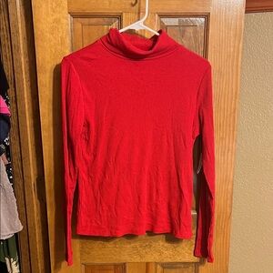 Old Navy Ribbed Red Turtleneck Long Sleeve Top
